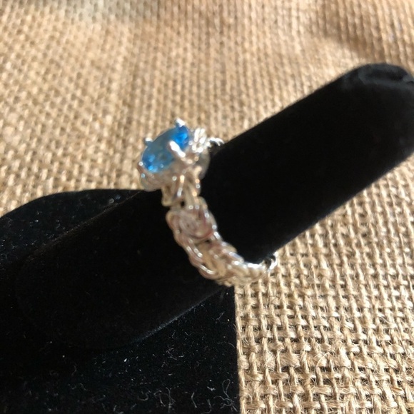Blue Topaz with Byzantine Band 925 Sterling Turkey - Picture 2 of 6